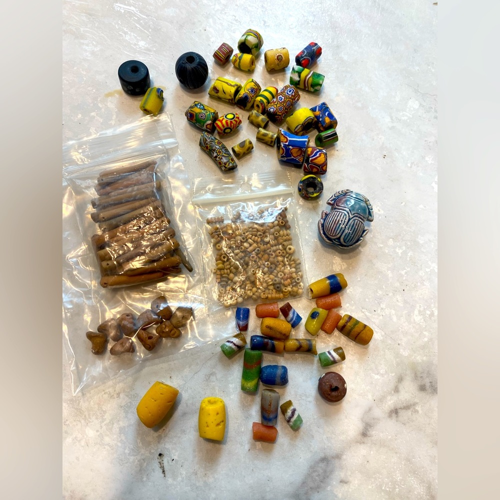 Clay & carved bead lot